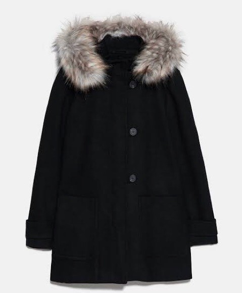 ZARA โค้ทวูล เฟอร์ คลุมสะโพก กระดุมเรียงจีน