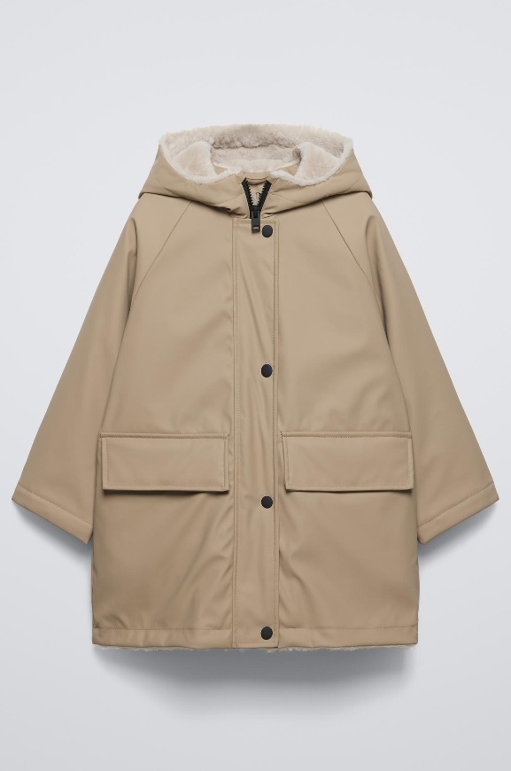 ZARA Kids Pakka Hoodded กระเป๋าหน้า ครีม 164