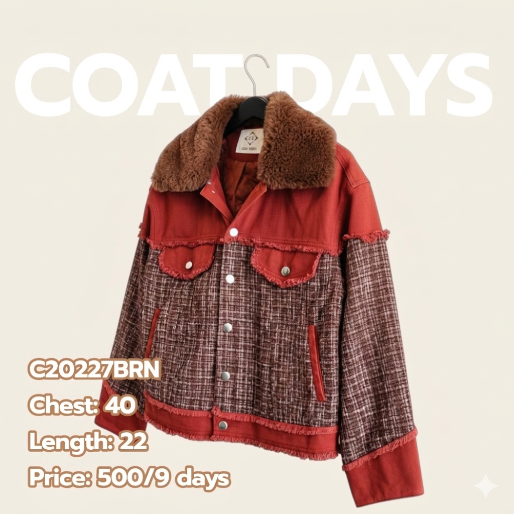 CoatOver jacket ทวิต ตัวสั้น ปกเฟอน้ำตาล