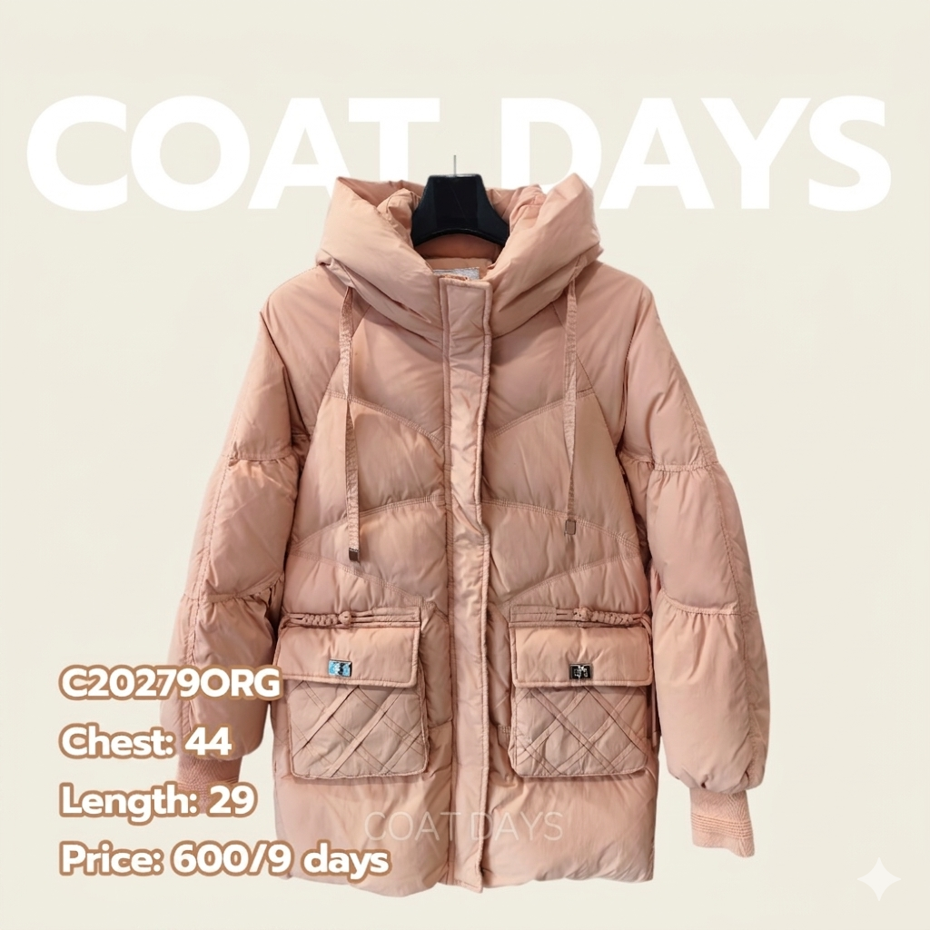 CoatOver ขนเป็ด ตัวยาว กระเป๋าหน้า ฮู้ด