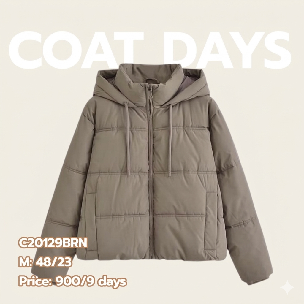 ZARA -20 นวม crop ฮู้ดมีสาย