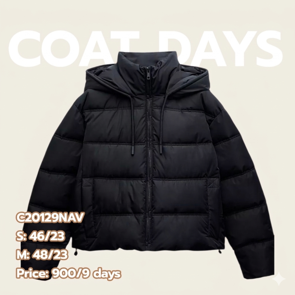 ZARA -20 นวม crop ฮู้ดมีสาย