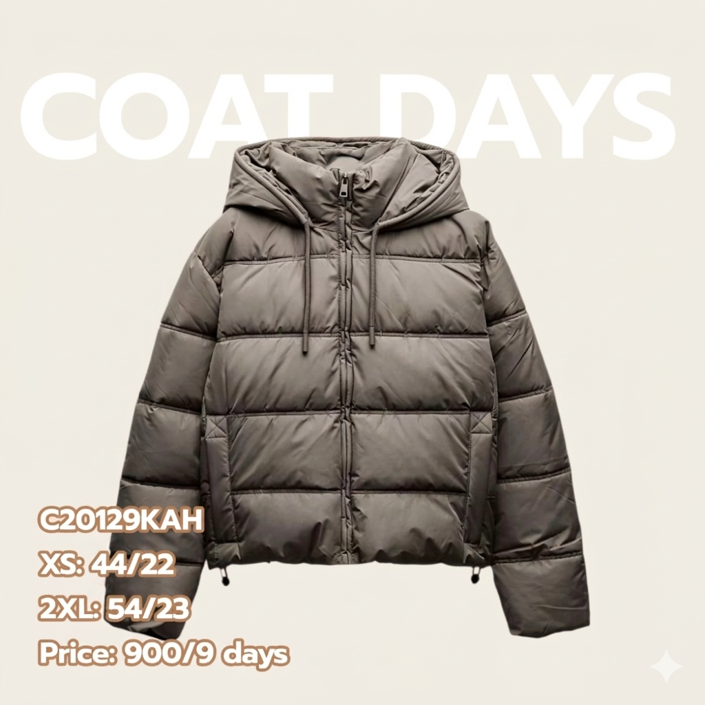 ZARA -20 นวม crop ฮู้ดมีสาย