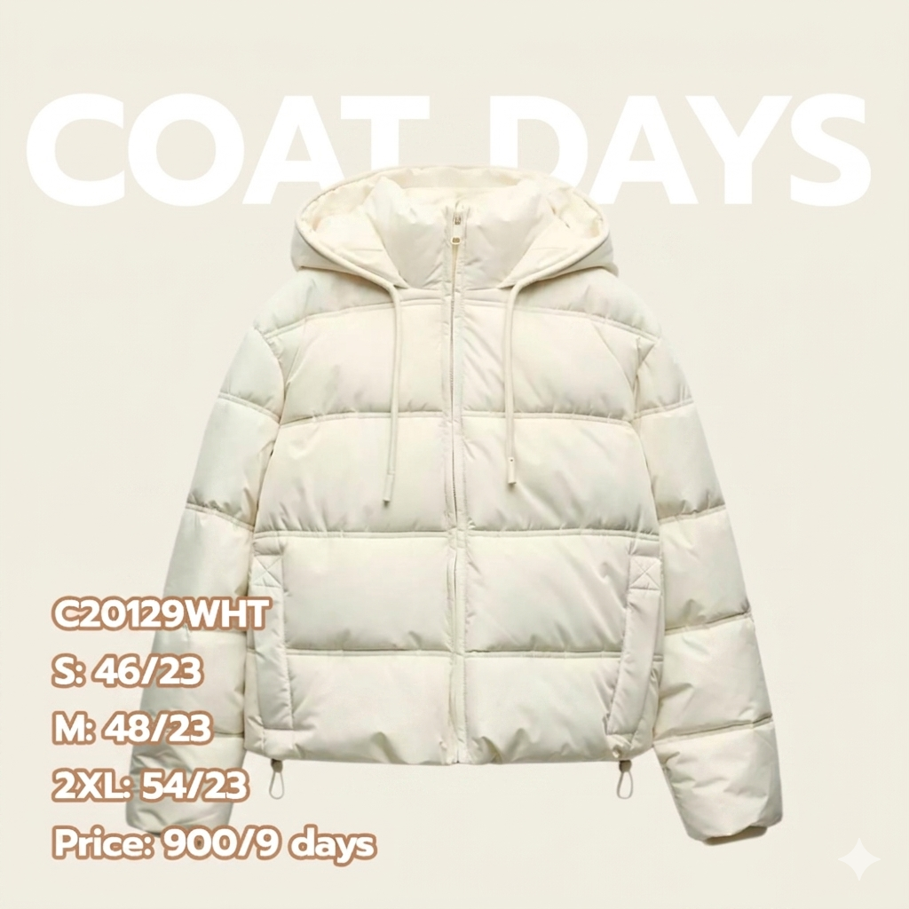 ZARA -20 นวม crop ฮู้ดมีสาย