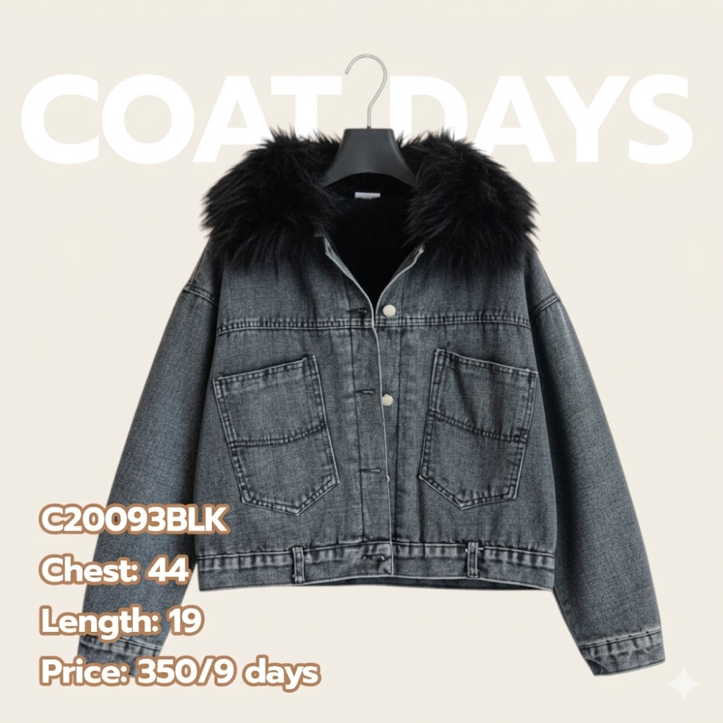 Jacket jeans เฟอร์ดำ ยีนส์เฟอดำ