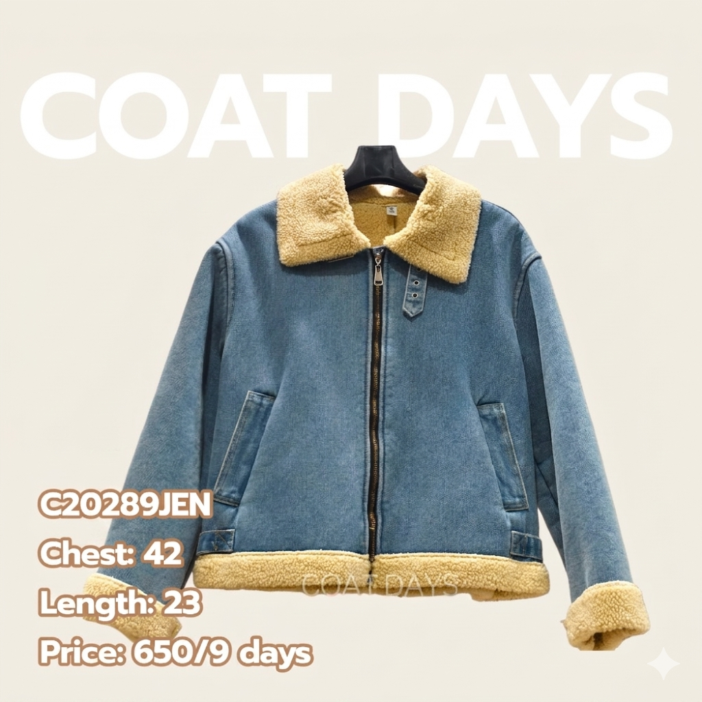 V Jacket Jean ปกขนแกะ บุขน คอเข็มขัด