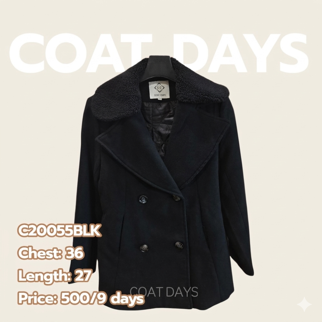 CoatOver wool ดำ ตัวสั้น คอปก เบิ้ลปกขนแกะ ดำ