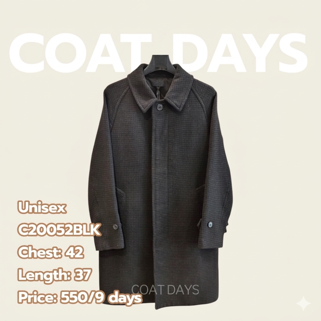 UNIQLO coat wool scott ตารางเล็ก ดำ