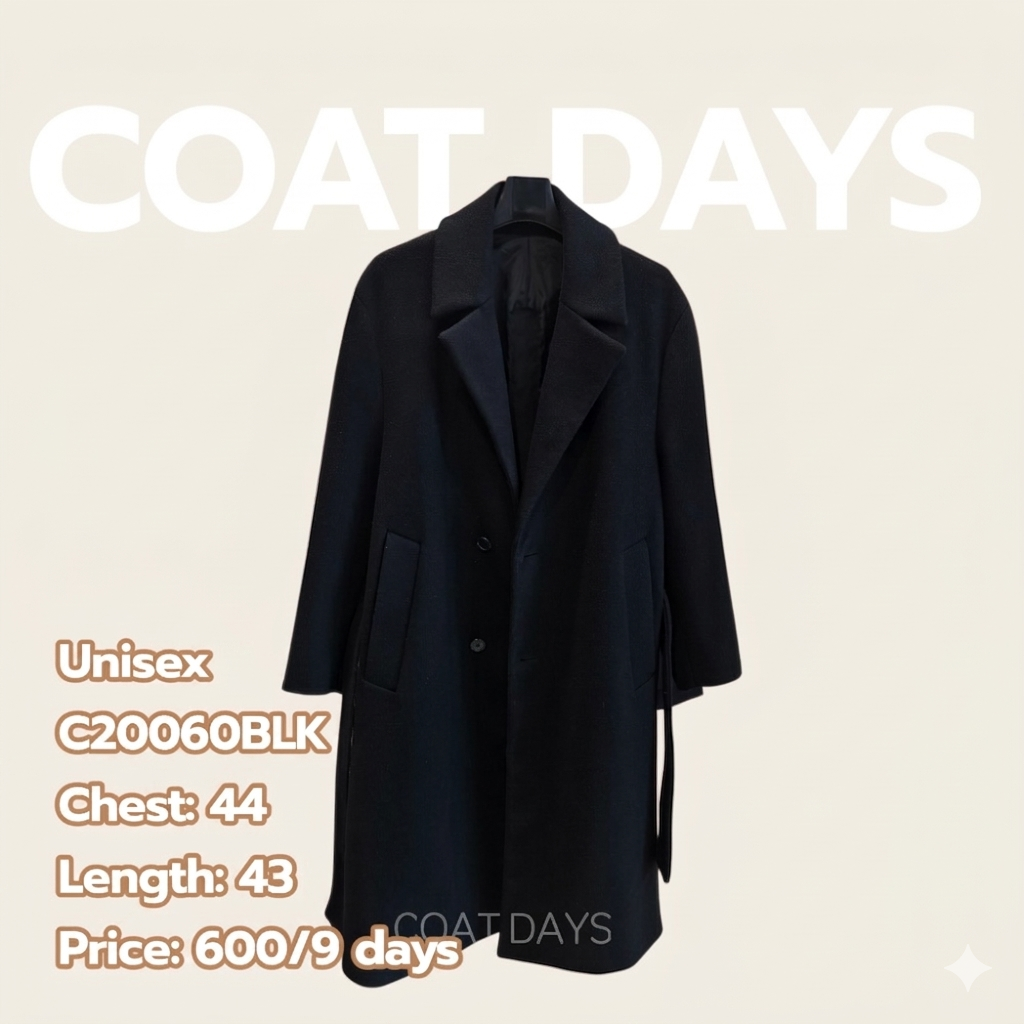 SPAO ดำ wool coat ผ้าเรียบ 95 มีคาดหลัง