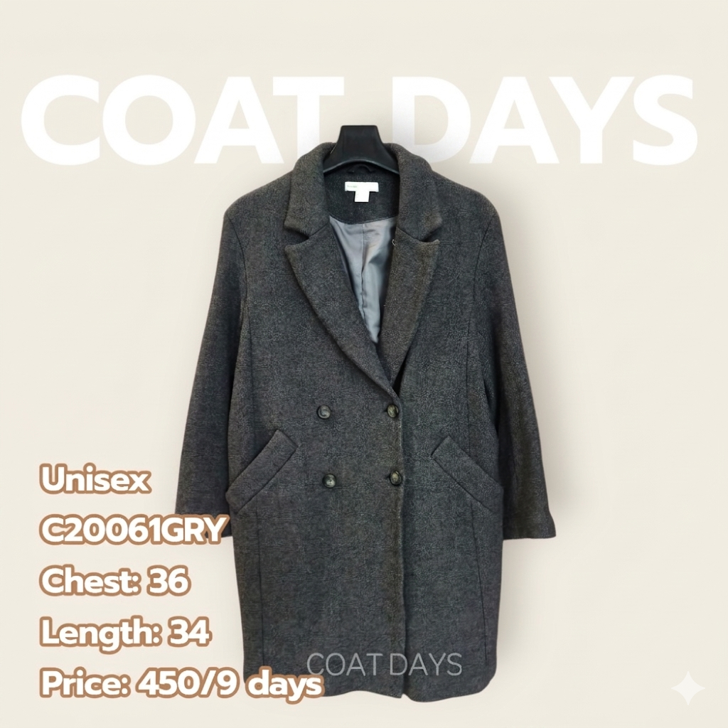 Basic long wool coat เทาดำ