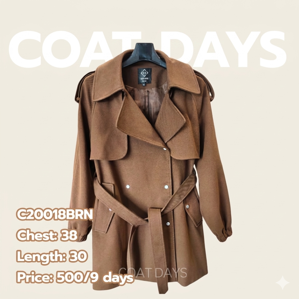 CoatOver Short coat autumn with belt น้ำตาล