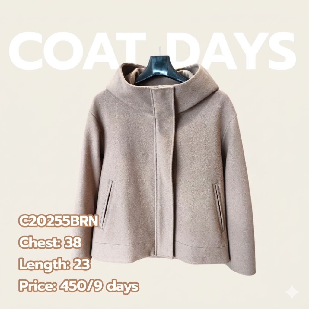 GU วูล ตัวสั้น ผ้าเรียบ ฮู้ด