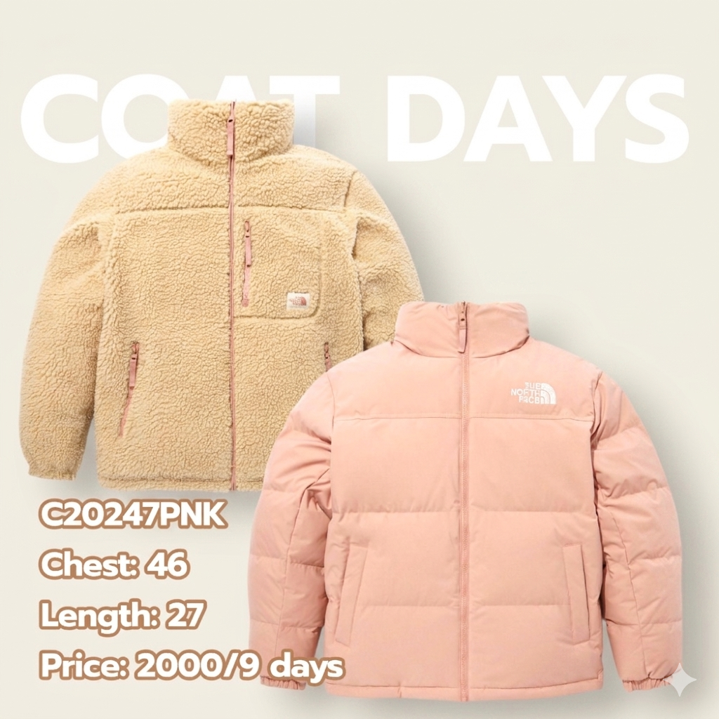 The North Face ใส่ได้ 2 ด้าน ชมพู-ครีม